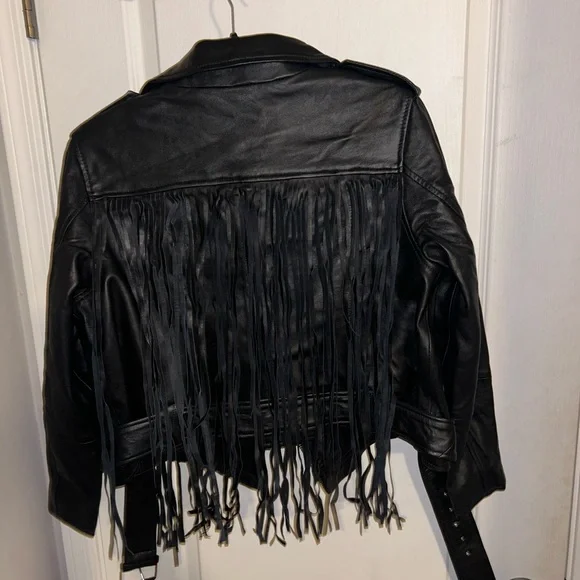 Nasty Gal Real Leather Fringe Moto Jacket - Picture 3 of 4